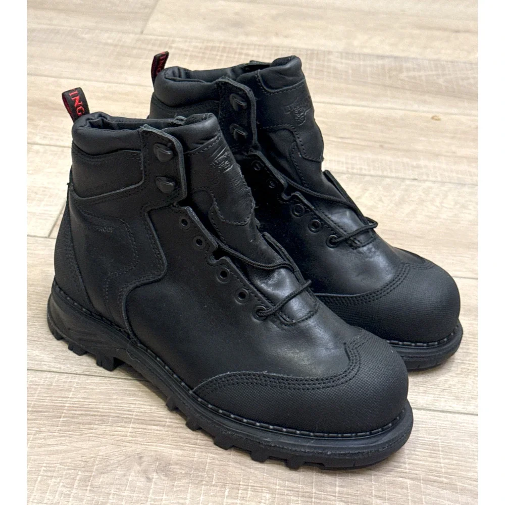 RED WING BLACK 2411 BURNSIDE 6-INCH WATERPROOF SAFETY STEEL TOE WORK BOOTS 8 H